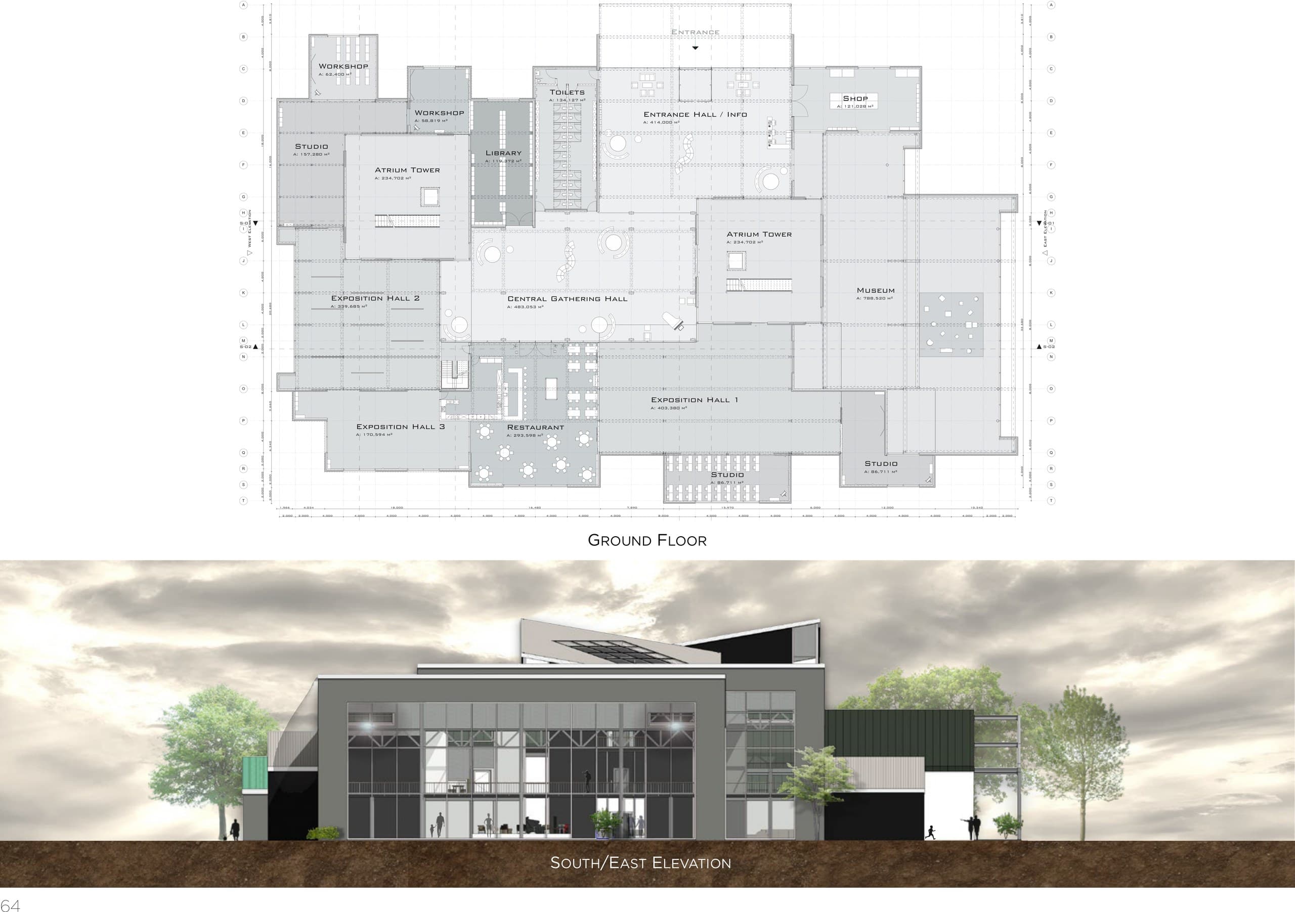 Plattegrond begane grond en zuidoostgevel