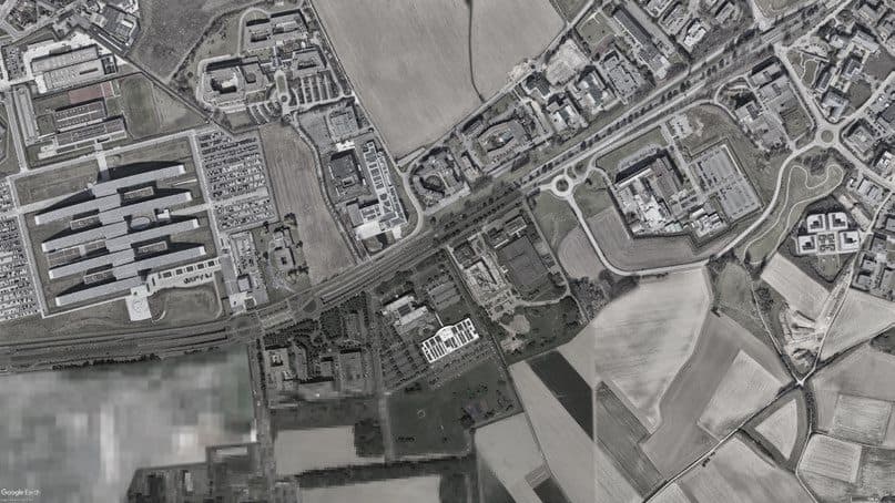 Situatietekening van het fietsbrugtracé over de A201