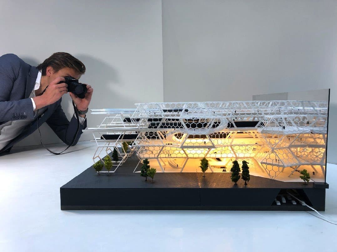 Axonometrie van het masterplan Amsterdam-Zuidoost rond het station