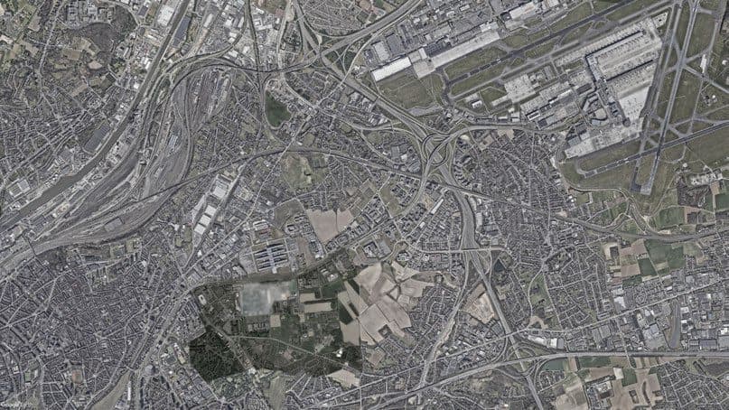 Situatiekaart van de noordelijke Ring van Brussel met de vier knooppunten